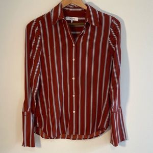 Nwot FRAME 100% silk red blue and white button down